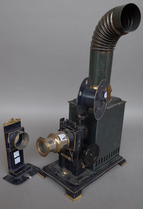 An E.P Kinmatograph lantern, early 20th century, with accessories, 46cm high.