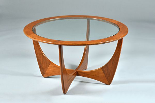 G. Plan Astro; a mid-20th century teak and glass coffee table, 84cm diameter x 46cm high. Illustrated