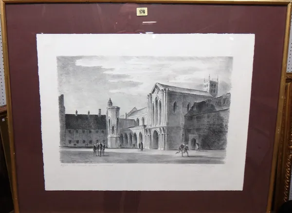 Edward Ardizzone (1900-1979), The School Quad, Downside, lithograph, signed and inscribed in pencil, 34.5cm x 53.5cm.