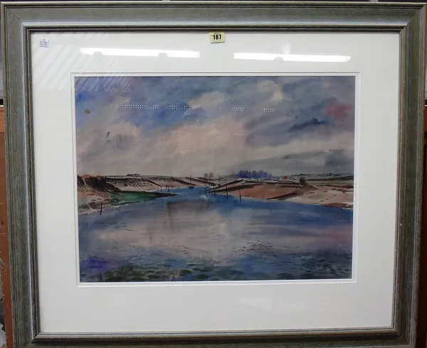 Roland Vivian Pitchforth (1895-1982), Estuary scene, watercolour, signed and dated 46, 43cm x 58cm. DDS