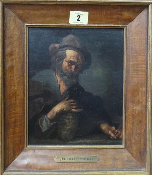 After Jan Steen, The Toper, oil on panel, 20cm x 16cm.