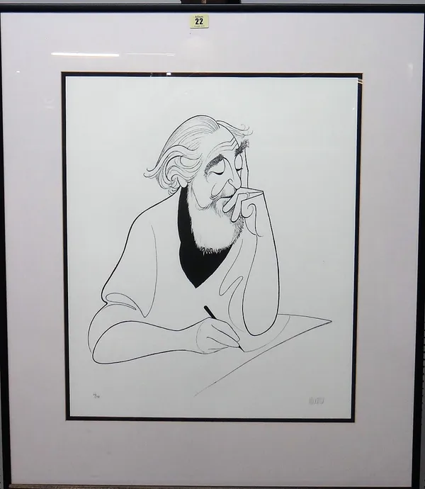 Al Hirschfeld (1903-2003), Self portrait caricature, print, signed and numbered 66/298, 58cm x 48cm.