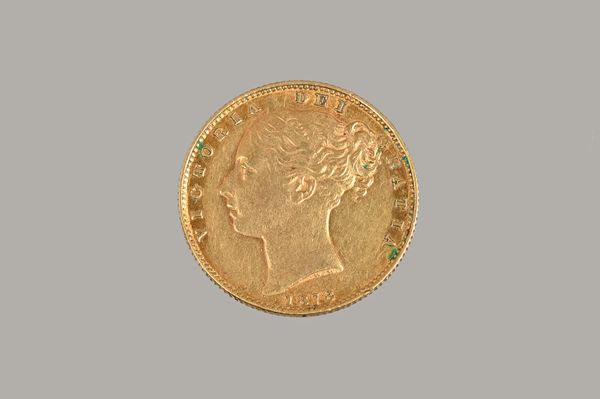A Victoria young head shield back sovereign 1878 S. Illustrated