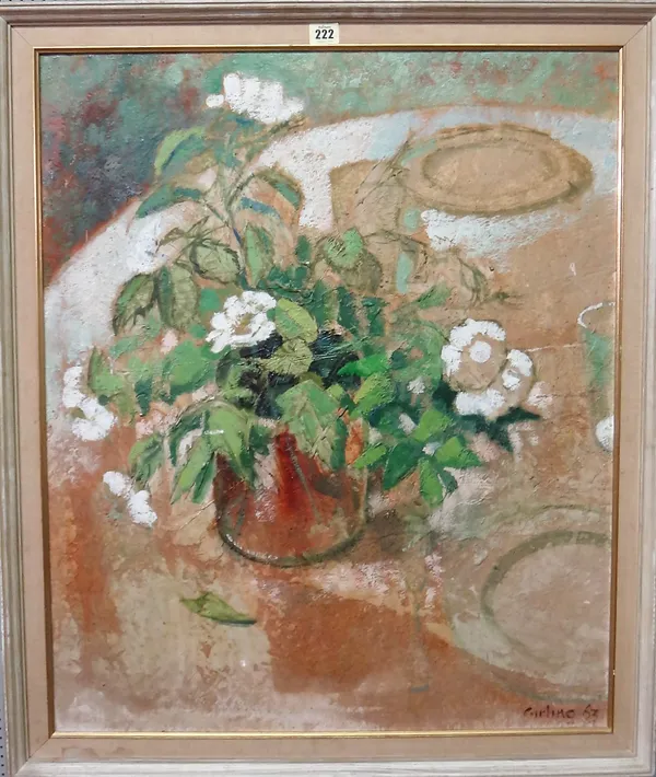 **Curling, (20th century), Still life of a pot plant, oil on board, signed and dated 63, 74cm x 61.5cm.