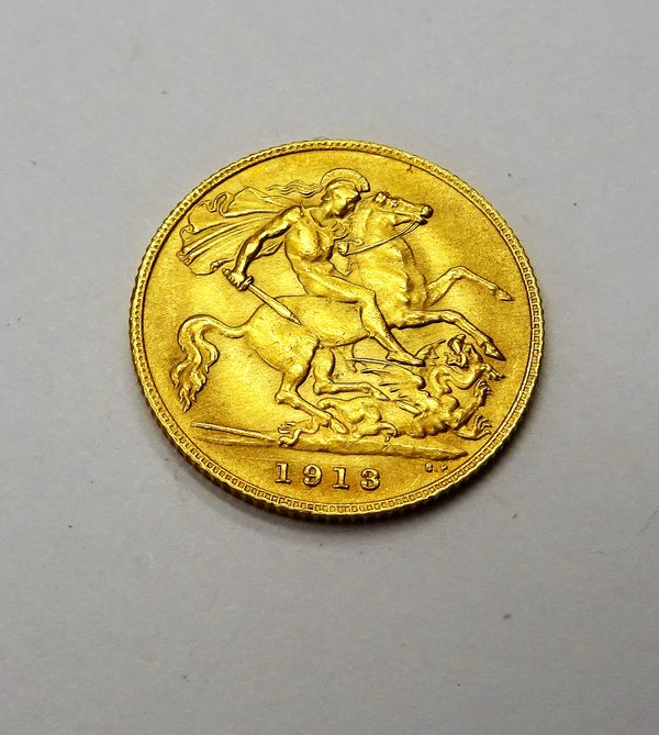 A George V half sovereign 1913.