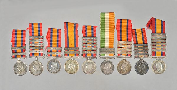 A collection of eight dress miniature Queen's South Africa medals, the various bars including Defence of Ladysmith and Relief of Kimberley, also a dre