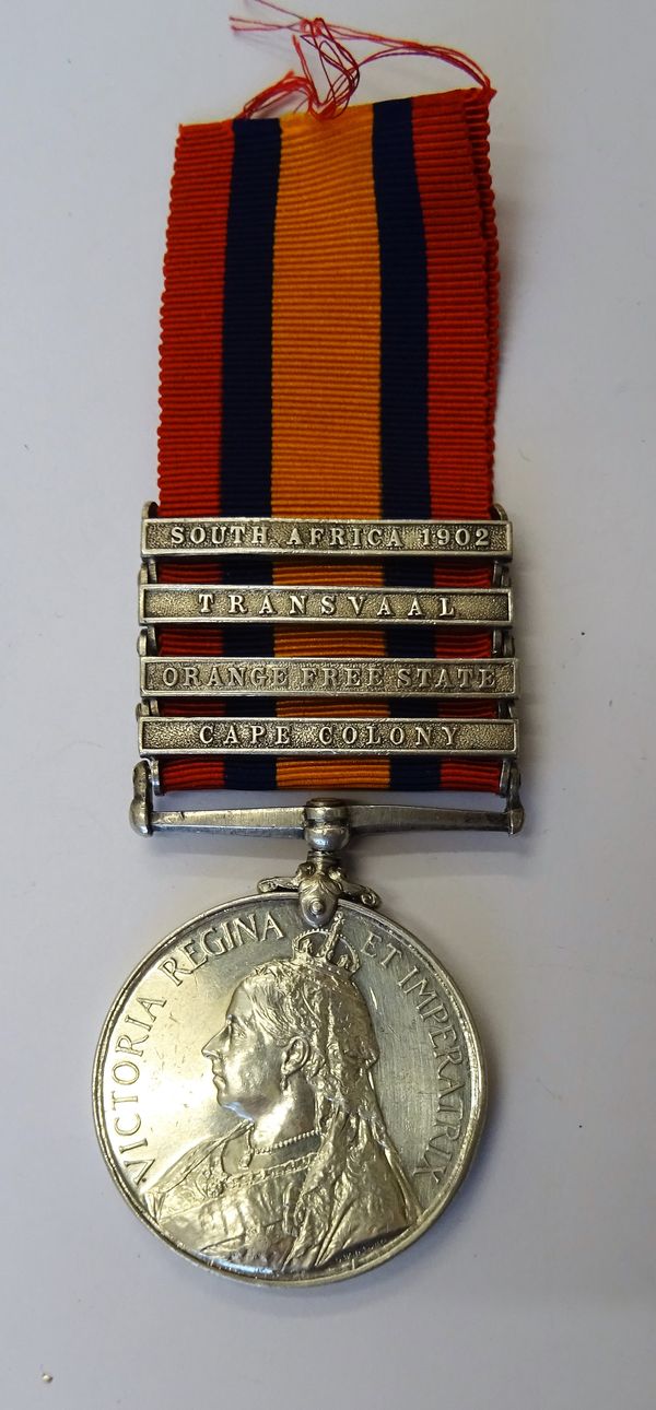 The Queen's South Africa Medal with four bars Cape Colony, Orange Free State, Transvaal and South Africa 1902 to 5675 SERJT; C. TWIGDEN. LANC; FUS; (t