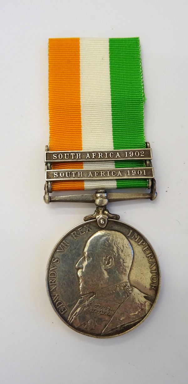 The King's South Africa Medal with two bars South Africa 1901 and South Africa 1902 to 1226 PTE G. KETTLE. LINCOLN; REGT.