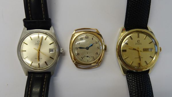 An Omega Seamaster Automatic, gilt metal fronted and steel backed gentleman's wristwatch, the signed gilt dial with a day of the week and date of the