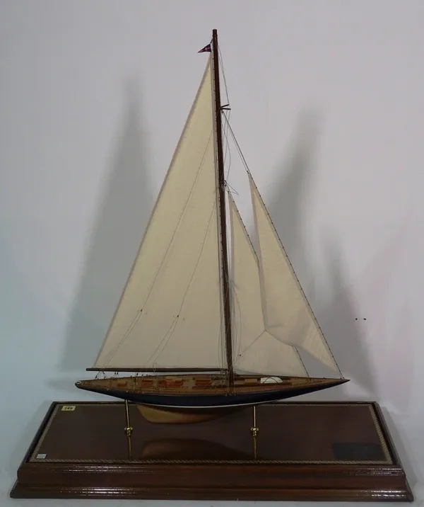 A 20th century model of the Endevour 1934 Americas Cup Yacht, on base.