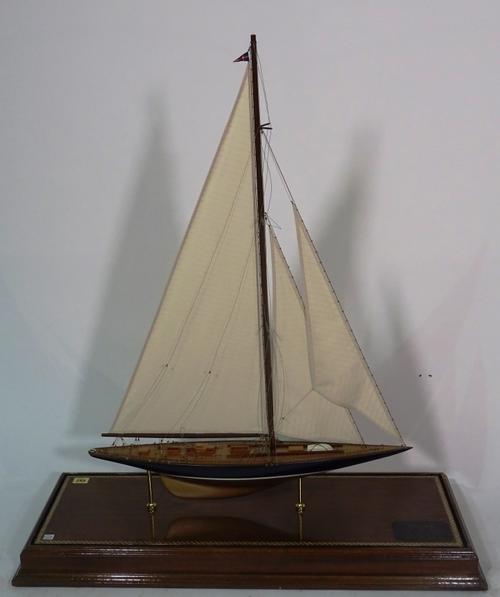 A 20th century model of the Endevour 1934 Americas Cup Yacht, on base.