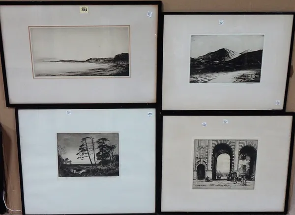 A group of ten assorted etchings, including works by A. Watson Turnbull, Malcolm Osborne, Taylor Brown, Smallridge, Johnstone Baird, Joan Dannatt, Rex