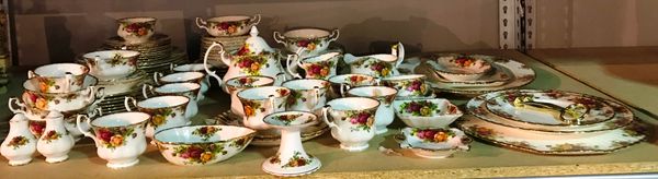 A Royal Albert Old Country Rose part dinner service and tea set.