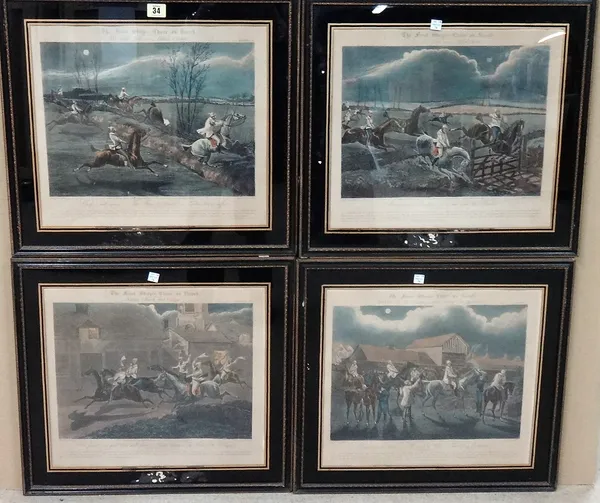 After Henry Alken, The First Steeple Chase on Record, a set of four aquatints with hand colouring, each 35cm x 40cm.(4)