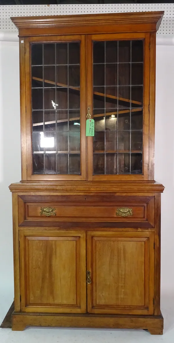 A late Victorian walnut secretaire bookcase, 108cm wide x 226cm high.