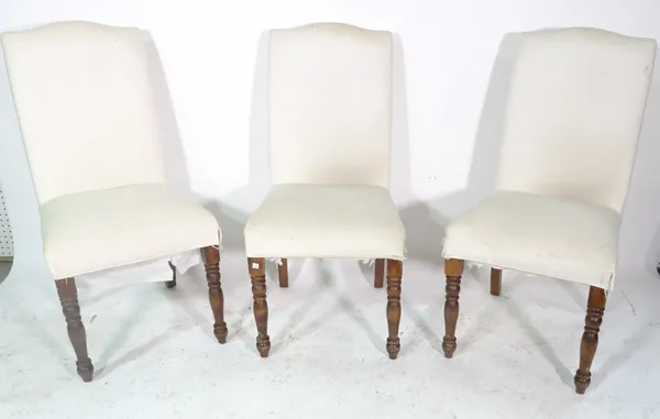 A set of six 20th century upholstered dining chairs, (6).