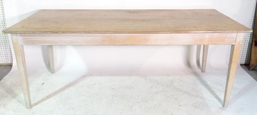 A 19th century beech rectangular dining table with mahogany top on tapering square supports, 182cm wide x 71cm high.