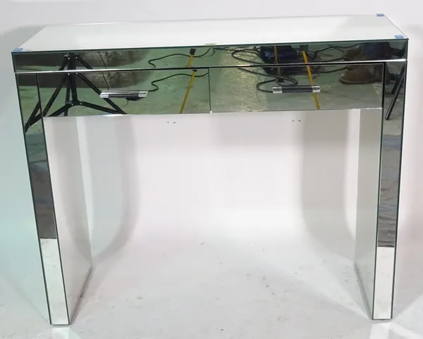 A Brighton mirrored two drawer side table, 101cm wide x 82cm high.