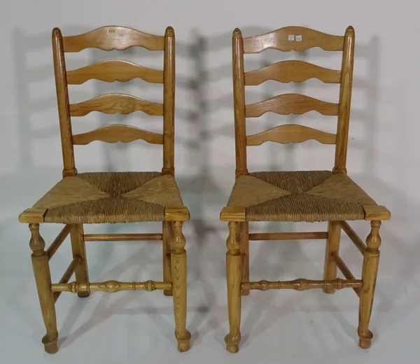 A set of six ash Lancashire ladderback dining chairs, 48cm wide x 93cm high (6).