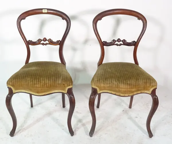 A set of six Victorian mahogany spoonback dining chairs, (a.f.), (6).