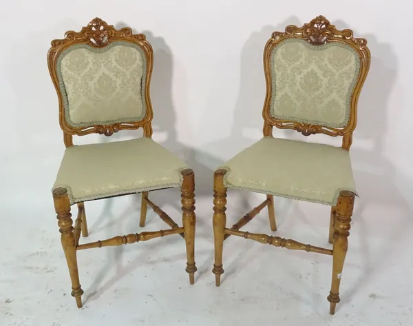 A pair of 19th century French beech hall chairs, (2).