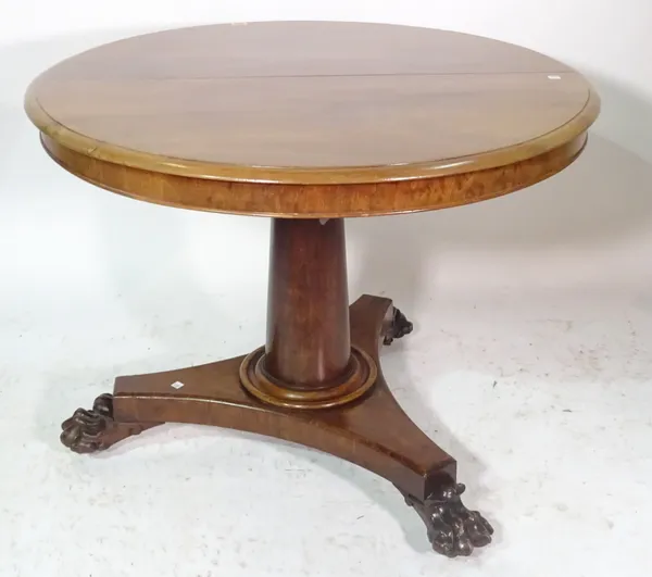 An early Victorian mahogany small low circular table after a design by Loudon, 90cm wide x 76cm high.