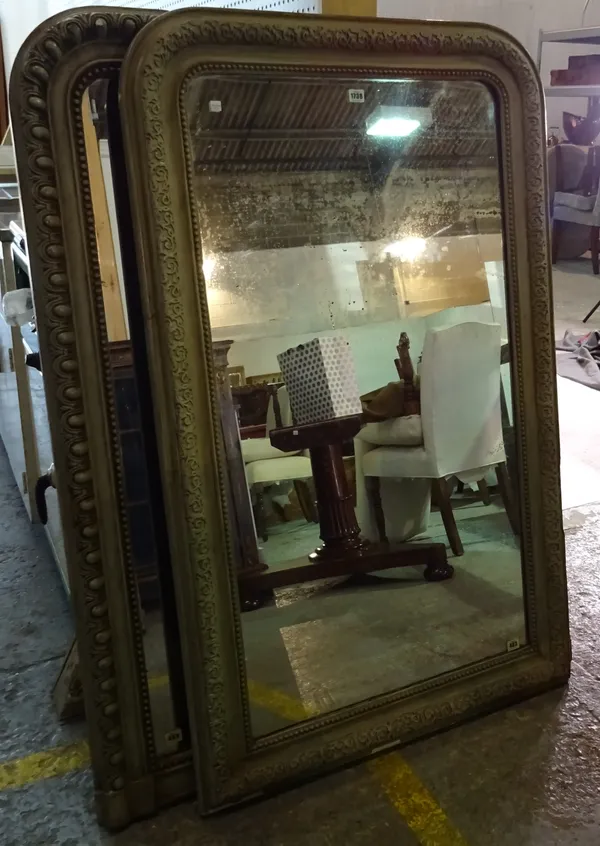 A 19th century grey painted arch top overmantel mirror with moulded frame, 86cm wide x 141cm high.