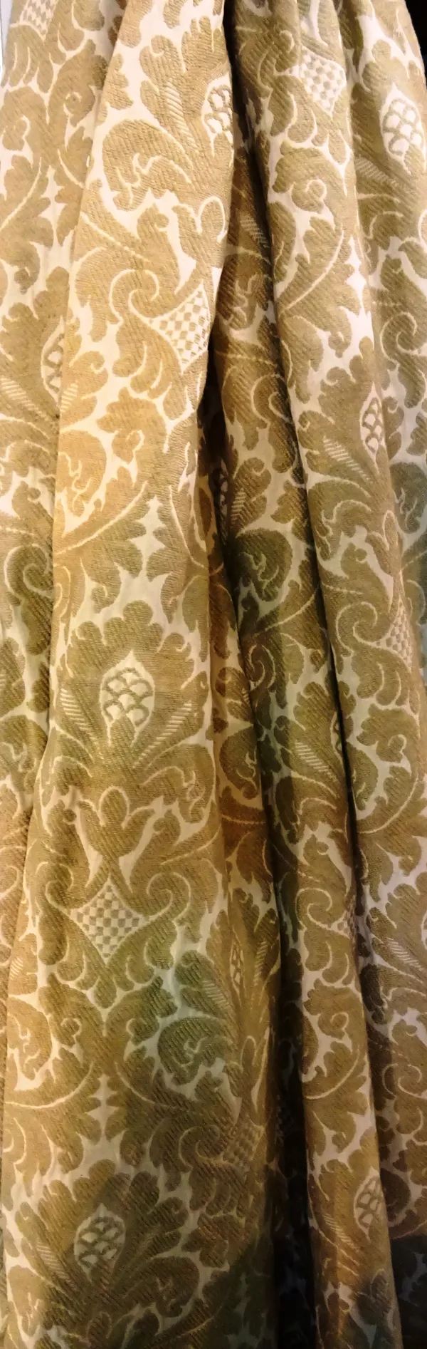 Curtains; a pair of cream ground and coloured floral curtains, lined, 134cm wide x 166cm drop, (2).