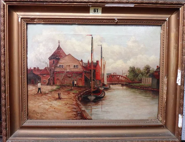 W. T. Robertson (late 19th century), Canal scenes, a pair, oil on canvas, both signed and one dated 1894, each 26cm x 36cm.; together with two further