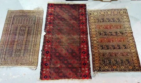 Three Beluchistan rugs, (3).