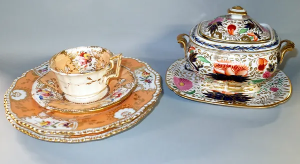 Early 19th century English ceramics including; mostly tea ware, imari palette with gilt detailing (qty).