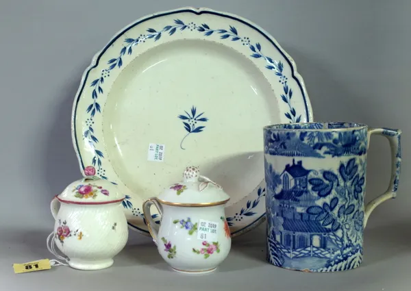 Early 19th century English and European ceramics including; custard pots, plates and assorted tankards (qty).