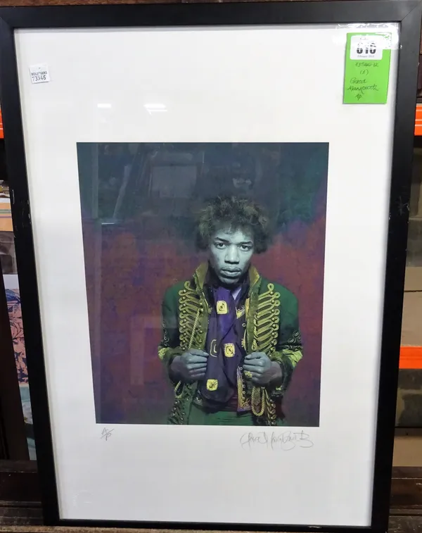 GERED MANKOWITZ (1946 - )  Photographic Portrait of Jimi Hendrix, London, 1967:   signed in pencil by the photographer and inscribed A/P, Mankowitz ar