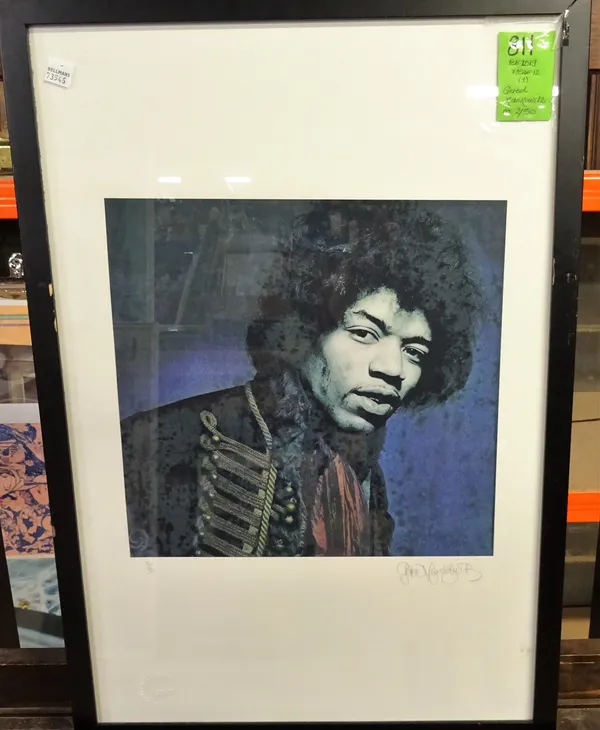 GERED MANKOWITZ  (1946 - )  Photographic Portrait of Jimi Hendrix, London, 1967:  signed in pencil by the photographer and numbered 2/50, Mankowitz ar