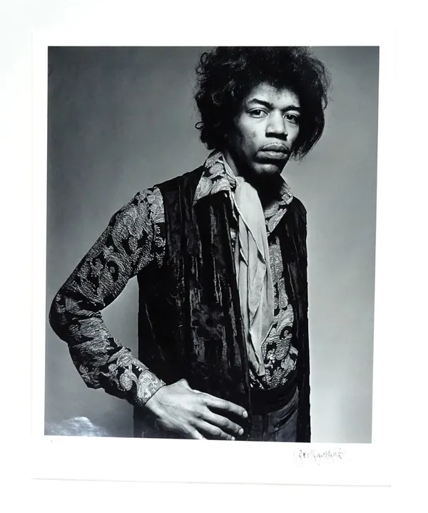 GERED MANKOWITZ (1946 - )  A Photographic Portrait of Jimi Hendrix, London, 1967:  the black and white print signed by the photographer in ink and num