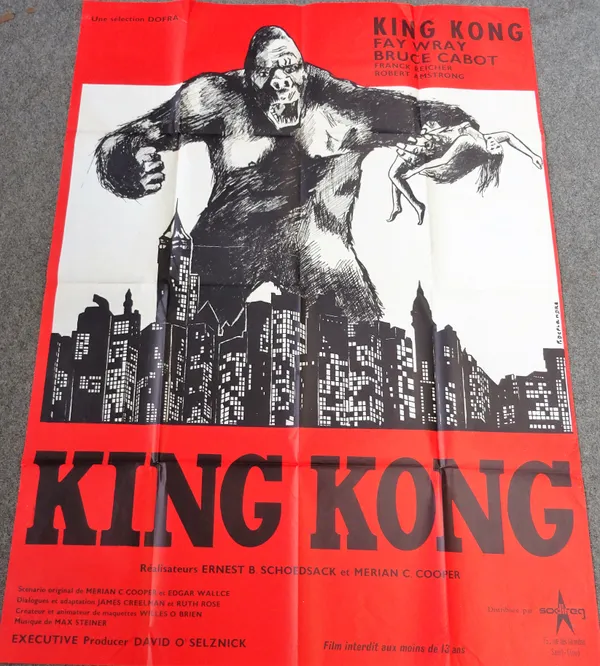 KING KONG - (1933) French Grande re-release film poster:    RKO Radio Pictures,1960s. 155.5cm x 114cm, artwork by F. Deflandre, distributee par Sodire