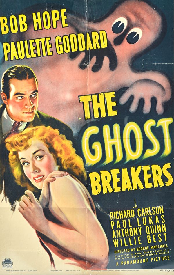 THE GHOST BREAKERS  Film poster: Paramount Pictures, 1940, US one-sheet, Morgan Litho Corp, Paramount logo and 1940 copyright lower l.h, numbered 1832