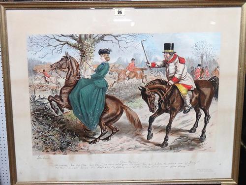 John Leech (1817-1864), Hold Hard, Master George; Gone Away!, a pair of colour lithographs, each 39cm x 59.5cm.(2)