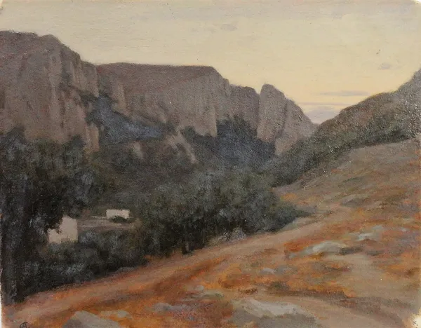 Paul Alfred de Curzon (1820-1895), Au pied des rochers de Capri, oil on paper; Capri; Cervara; Vico, three pencil and wash sketches, two signed with m