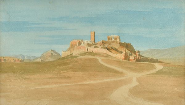 Paul Alfred de Curzon (1820-1895), Acropole, facade Ouest: The Acropolis from the West, watercolour, signed with initial and dated '52, 26cm x 45cm. I
