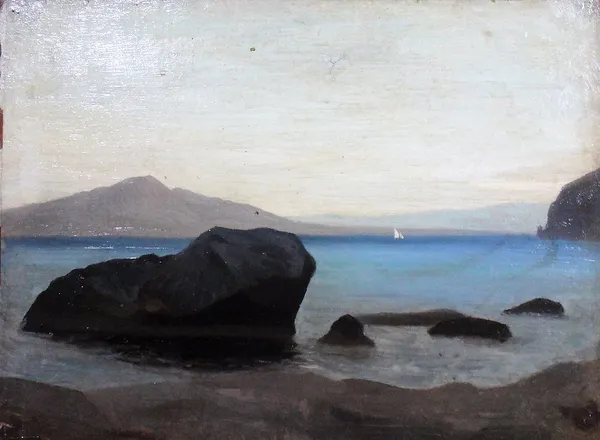 Paul Alfred de Curzon (1820-1895), Sorrento: Devant la Mer de Naples; Rade de Toulon; Coastal landscape, three, two oil on canvas, one oil on canvas l