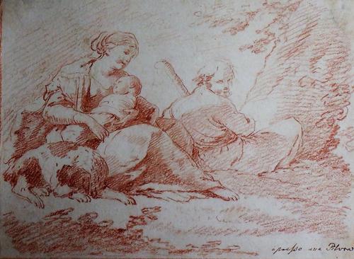 Italian School (18th century), A'Presso una Pilora, sanguine chalk, unframed, 21cm x 27.5cm.