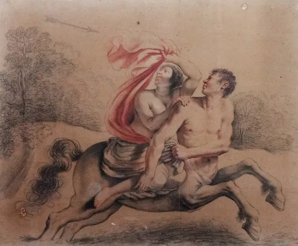 English School (c.1800), The centaur Nessus abducting Deianira, red and black chalk, 38.5cm x 45.5cm.