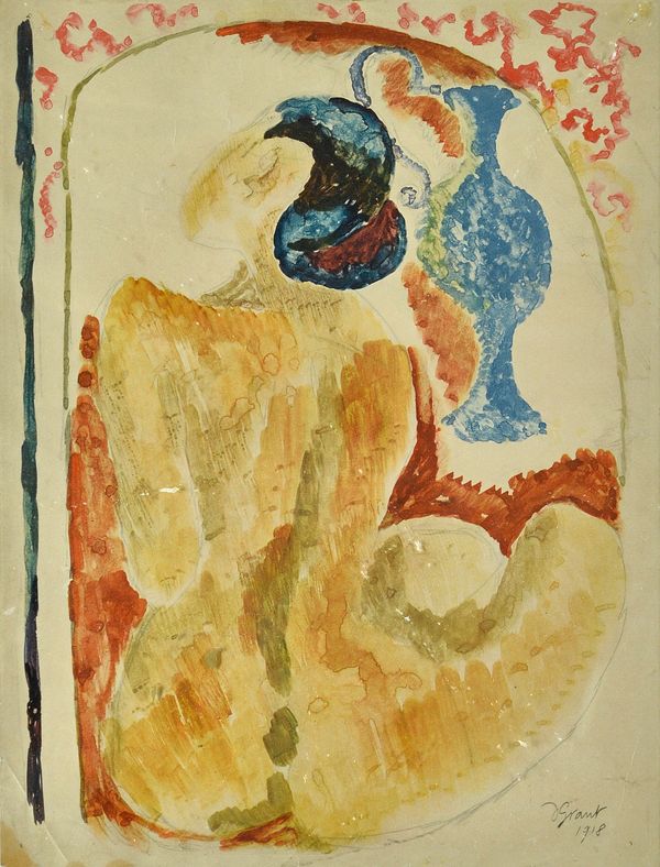Duncan Grant (1885-1978), Seated nude and vase, colour print, 1918, 29cm x 22cm. DDS Illustrated