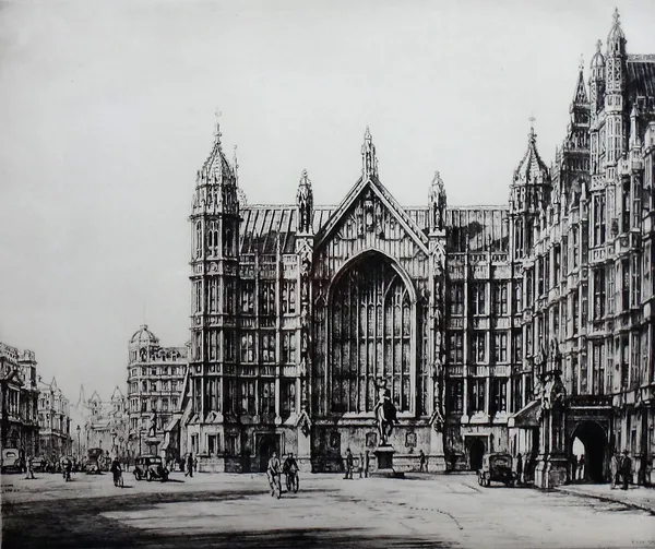 Francis Dodd (1874-1949), The Palace of Westminster; Porta della Casta, Venice; Auxerre, three etchings, all signed in pencil, the largest 39cm x 21cm