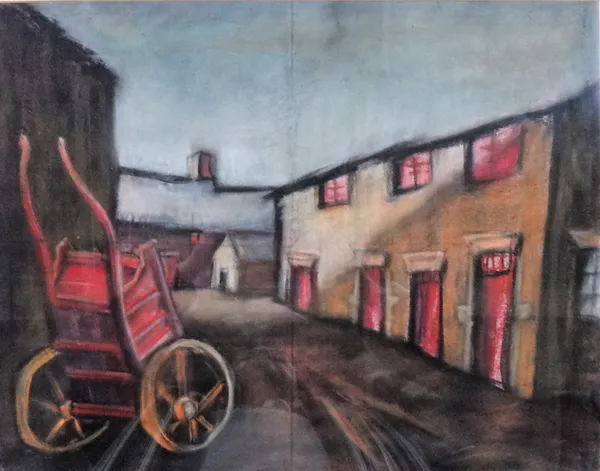 Theodore Major (1908-1999), Street scene with cart, pastel, 42.5cm x 55.5cm.Provenance: Henry Donn Gallery, Manchester. DDS