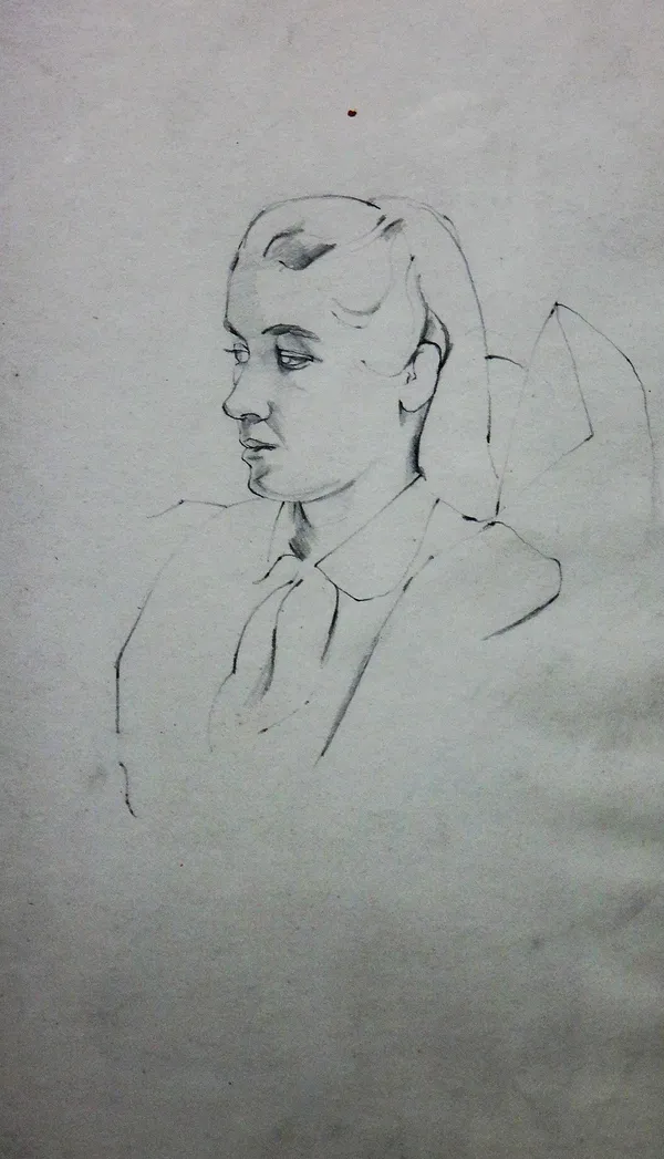 John Minton (1917-1957), Head of a girl, pencil,32cm x 23cm.Provenance: with Abbott & Holder DDS