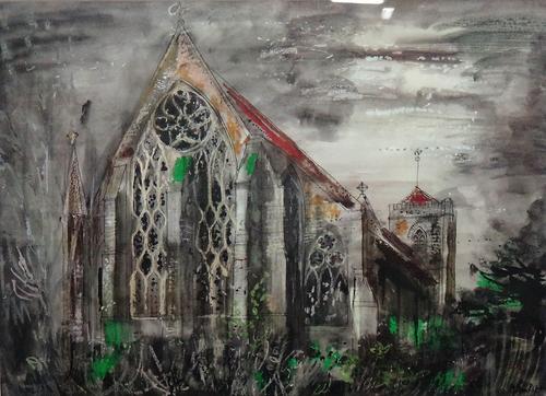 John Piper (1903-1992), Dorchester Abbey, colour lithograph, 56cm x 76cm.  DDS