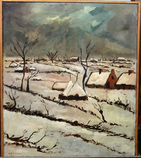 Albert Saverys (1886-1964), Winter landscape, oil on canvas, signed, 70cm x 60cm. DDS