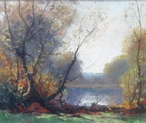 Franklin White (1892-1975), The Pool; In the Woods; Autumn Trees; Winter landscape, four, one oil on canvas, three oil on canvasboard, two inscribed o